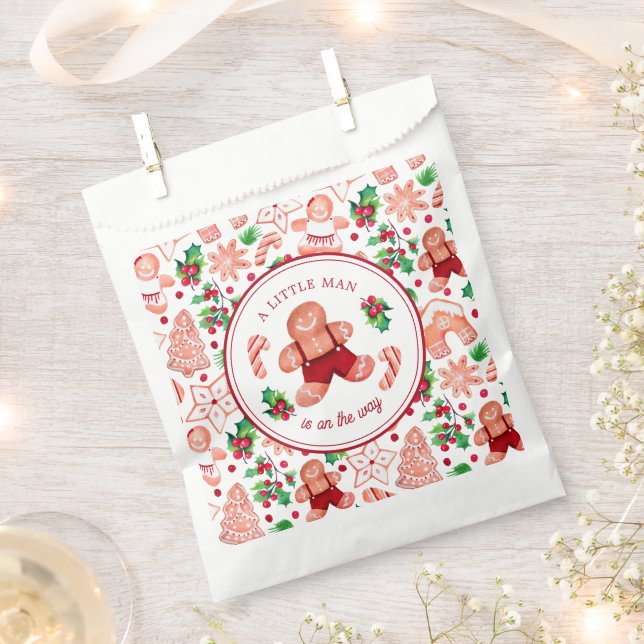 Little Man Gingerbread Christmas Baby Shower Favour Bag (Clipped)