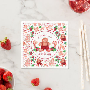 Little Man Gingerbread Christmas Baby Shower  Napkin