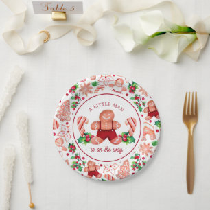 Little Man Gingerbread Christmas Baby Shower Paper Plate