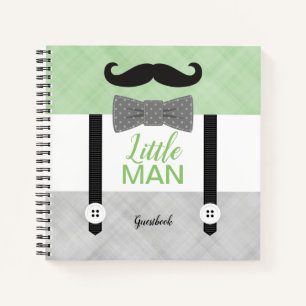 Little man green grey baby boy shower guest book
