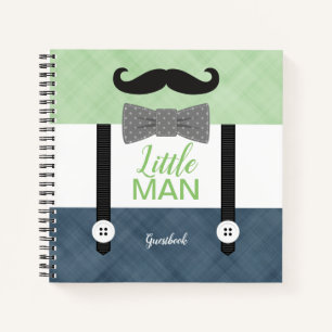 Little man green navy baby boy shower guest book