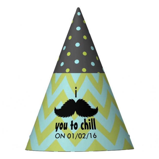 Little Man Hipster Moustache Birthday Party Hat (Front)