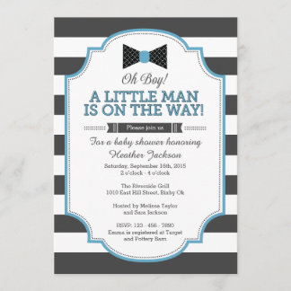 Little Man Invitation, Bow Tie Invitation 5x7