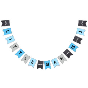 "LITTLE MAN IS 1" - FIRST BIRTHDAY -blue Bunting Flags