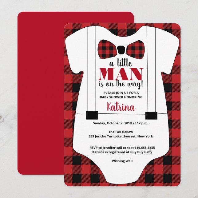 Little Man is on the way Baby Shower Invitation (Front/Back)
