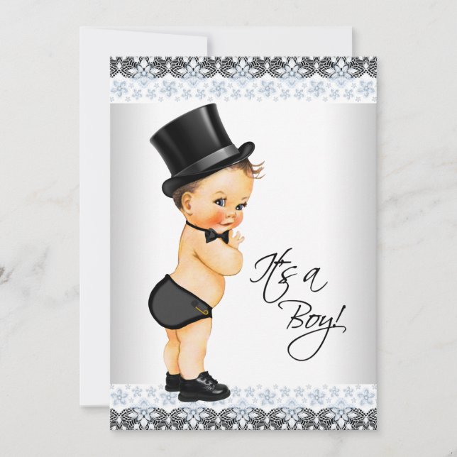 Little Man Its a Boy Baby Shower Invitation (Front)