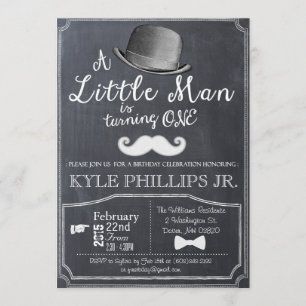 Little Man Lil Man 1st First Birthday Invitation
