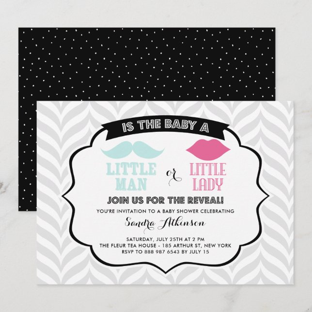 Little Man Little Lady Gender Reveal Baby Shower Invitation (Front/Back)