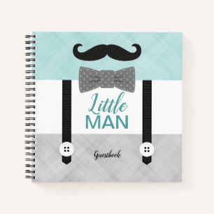 Little man mint grey baby boy shower guest book
