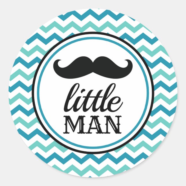 Little Man Moustache Baby Shower Stickers - LM (Front)