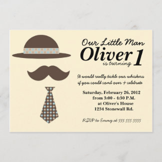 Little Man Moustache Bash Birthday Invitation