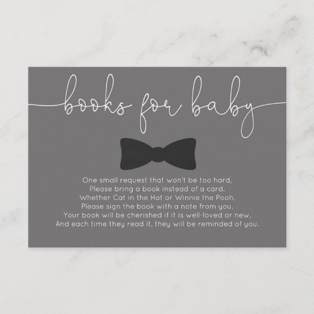 Little man moustache boy baby shower books for bab enclosure card (Front)
