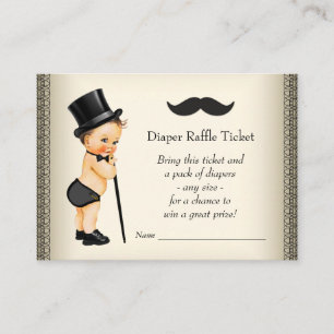Little Man Moustache Boys Diaper Raffle Tickets Enclosure Card