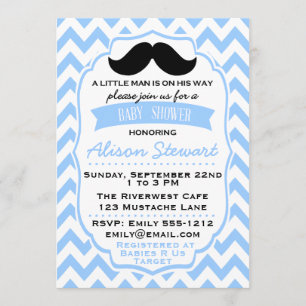 Little Man Moustache chevron Baby Shower invitatio Invitation