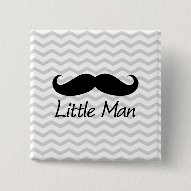Little Man Moustache Chevron Cute Boys 2 Inch Square Button (Front)