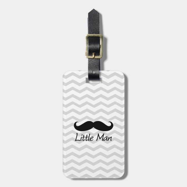 Little Man Moustache Chevron Cute Boys Luggage Tag (Front Vertical)