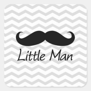 Little Man Moustache Chevron Cute Boys Square Sticker