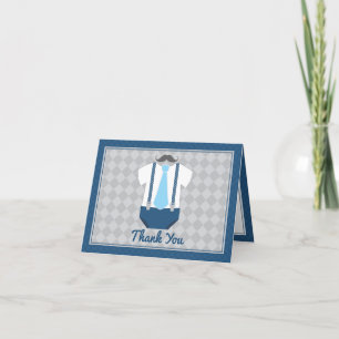 Little Man Moustache Tie Baby Shower Thank You Card