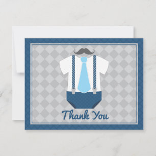 Little Man Moustache Tie Baby Shower Thank You Card