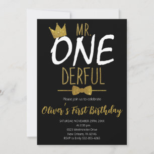 Little Man, Mr.Onederful Birthday, 1st Birthday Invitation