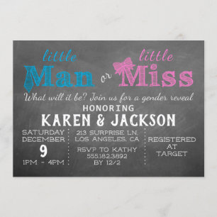 Little Man or Little Miss - Gender Reveal Party Invitation