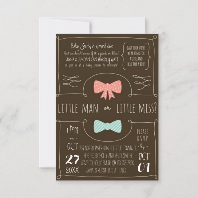 Little Man or Little Miss? Invitation (Front)