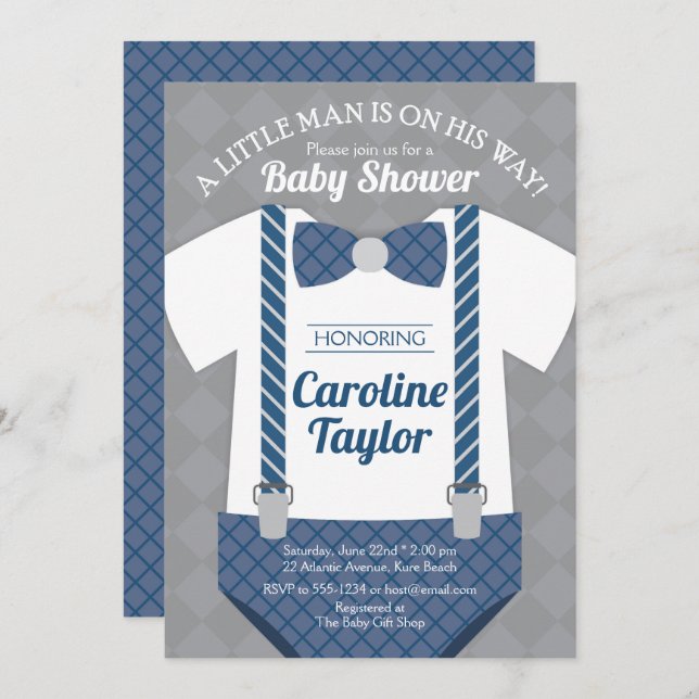 Little Man Outfit Baby Shower Invitation (Front/Back)