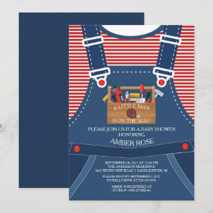 Little Man Overalls Outils Baby shower Invitation