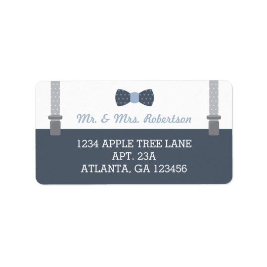 Little Man Return Address Label, Blue and Grey