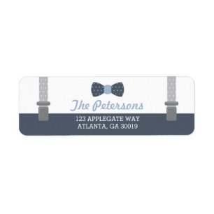 Little Man Return Address Label, Blue and Grey