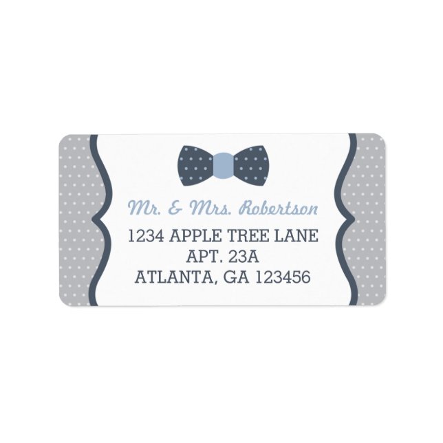 Little Man Return Address Label, Blue and Grey Label (Front)