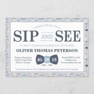Little Man Sip and See Baby Shower Invitation