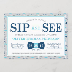 Little Man Sip and See Baby Shower Invitation