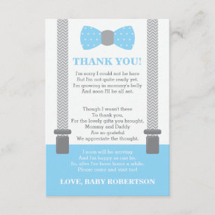Little Man Thank You Card, Baby Blue, Grey