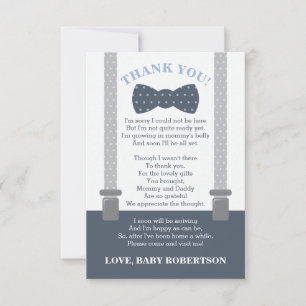 Little Man Thank You Card, Blue, Grey Card