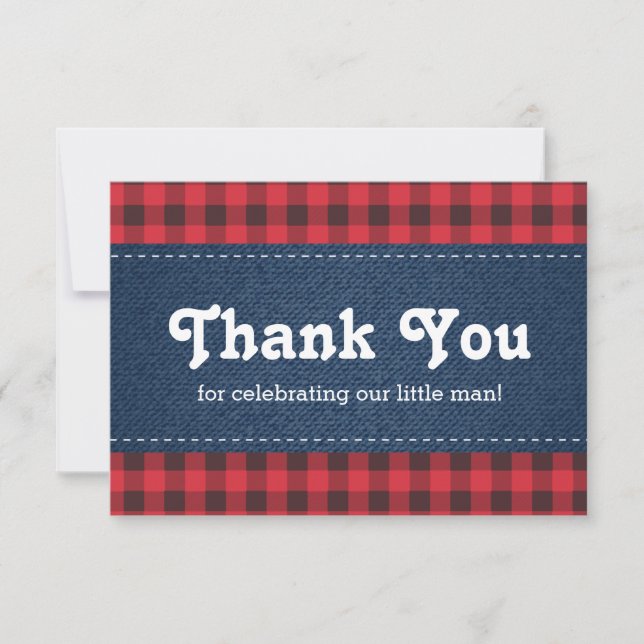 Little Man Thank You Card, Lumberjack Note Card (Front)