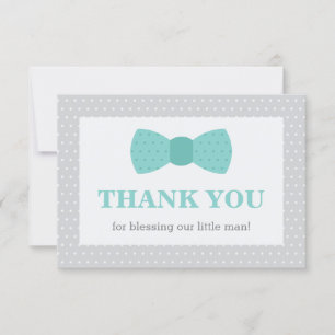 Little Man Thank You Card, Teal, Grey