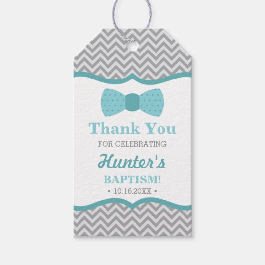 Little Man Thank You Tag, Aqua, Grey, Baptism Gift Tags ...