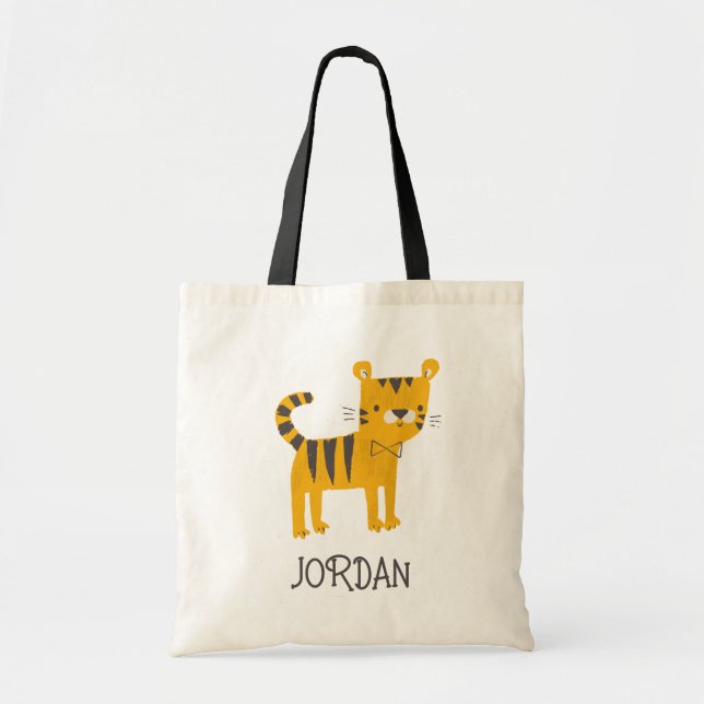 Little Man | Tiger Bow Tie Tote Bag (Front)