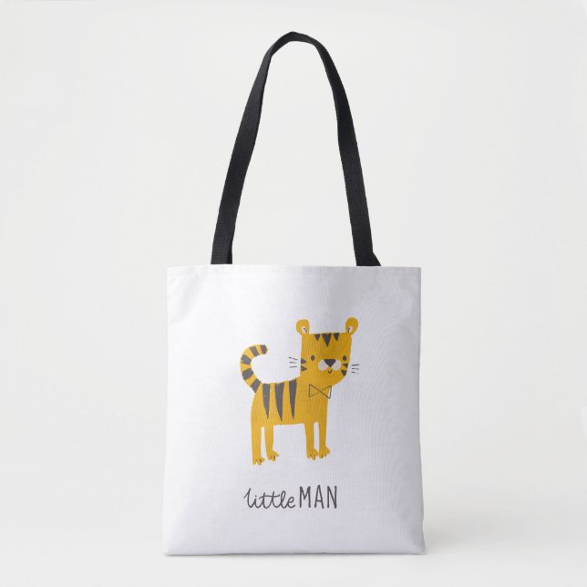 Little Man | Tiger Bow Tie Tote Bag (Front)