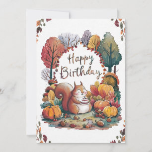 Little Maple Leaf Autumn Fall Happy Birthday Card