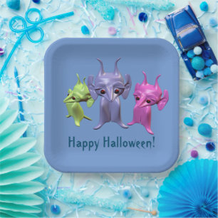 Little Martians,Happy Halloween ,personalized Pape Paper Plate