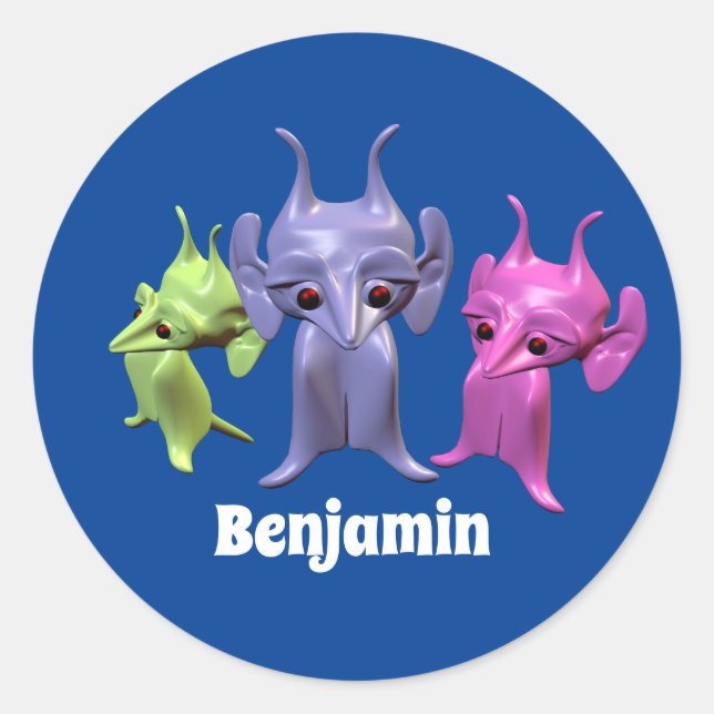 Little Martians, personalized for children. Classic Round Sticker (Front)