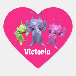 Little Martians, personalized for children. Heart Sticker