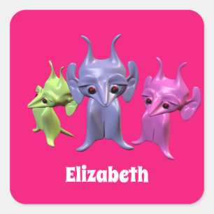 Little Martians, personalized for children. Square Sticker