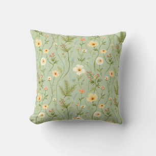 Little Meadow Flowers Throw Pillow