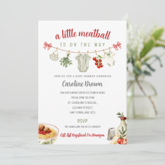 Little Meatball Baby Shower Italian Pasta Invite