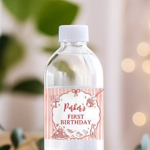 Little Meatball Birthday Party Water Bottle Label