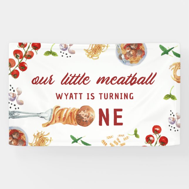 Little Meatball First Birthday Banner (Horizontal)