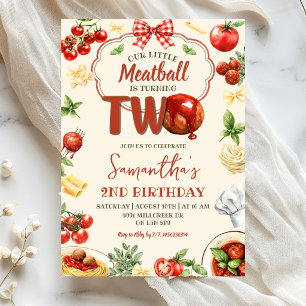 Little Meatball Is Two Italian Pasta Birthday Invitation